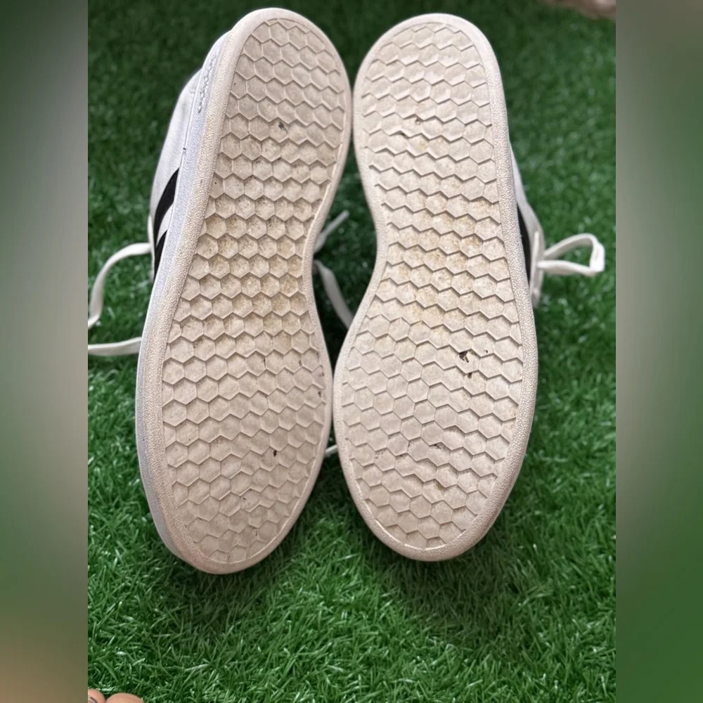 Adidas White Sneakers with Black Stripes Size 9.5‎